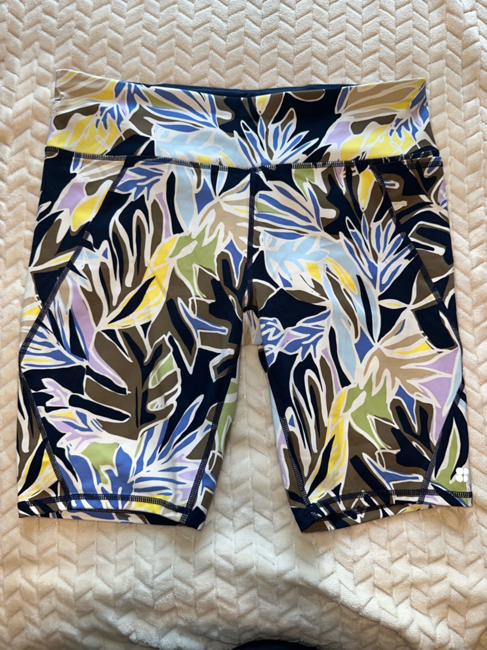 Sweaty Betty Power Biker Shorts Green Paper Leaf 9” Inseam Size XL